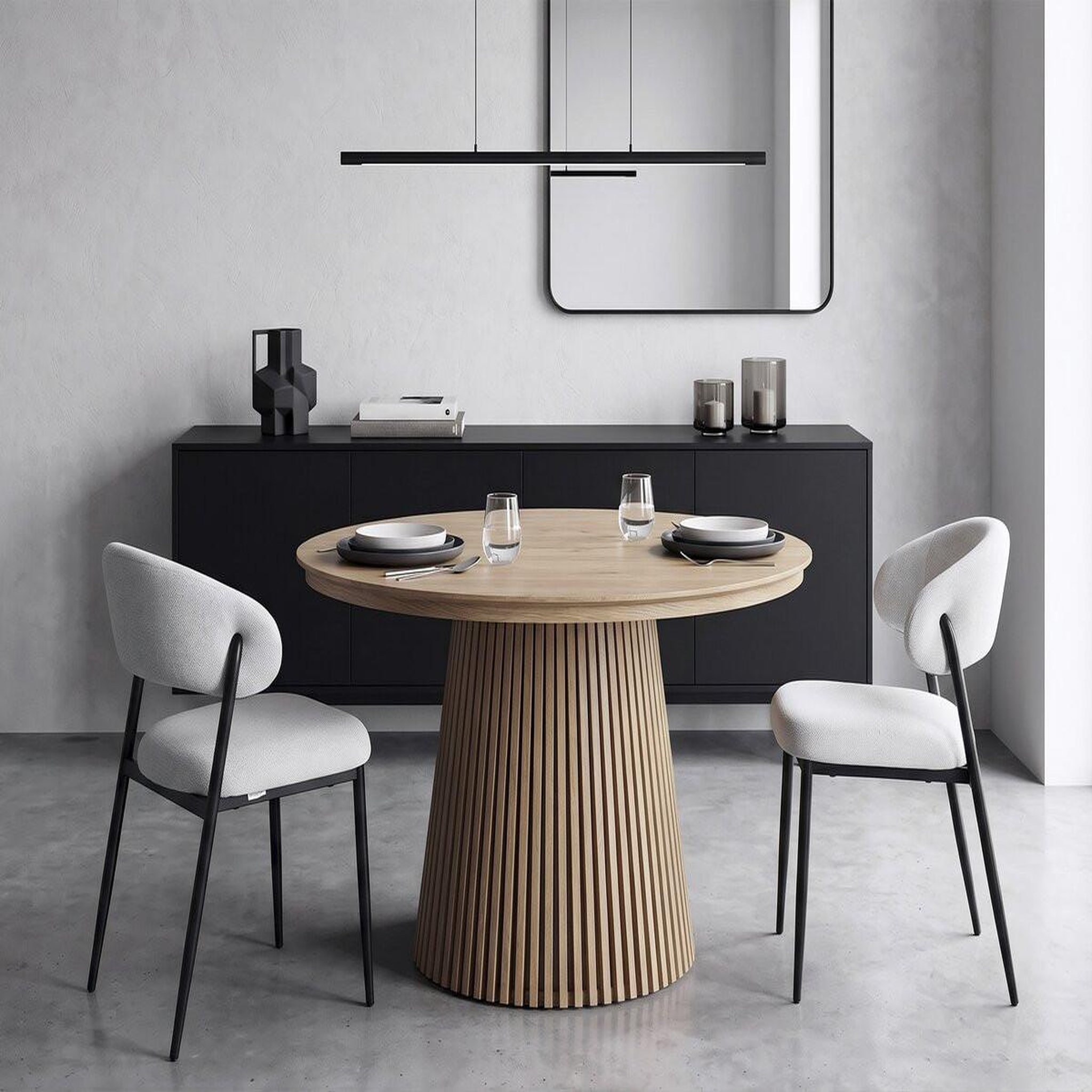 Voir la diapositive 2 : Habitat et Jardin Lot de 2 chaises de salle à manger en tissu et métal  edena  - gris clair