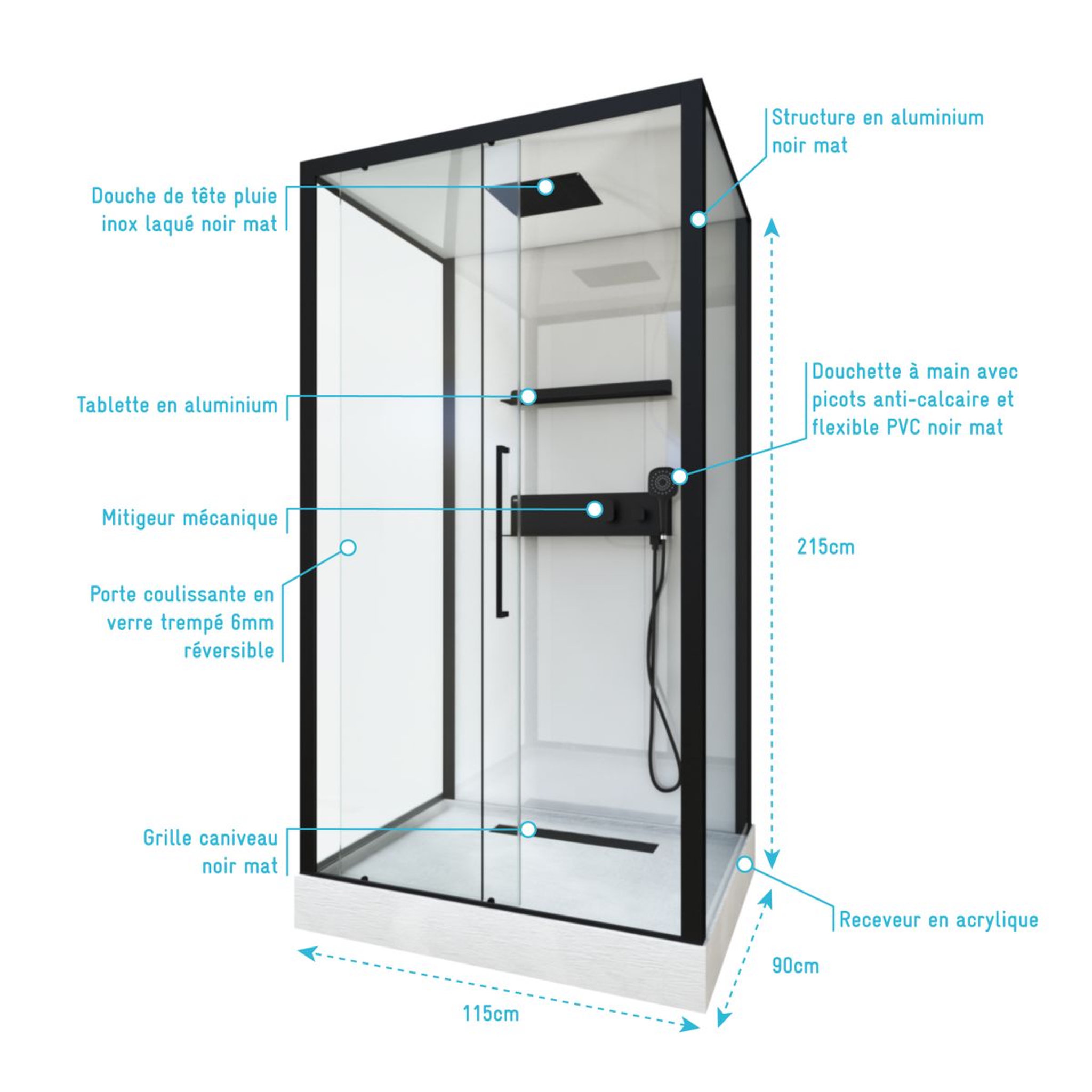 Voir la diapositive 4 : Aurlane Cabine de douche PHANTOM 3