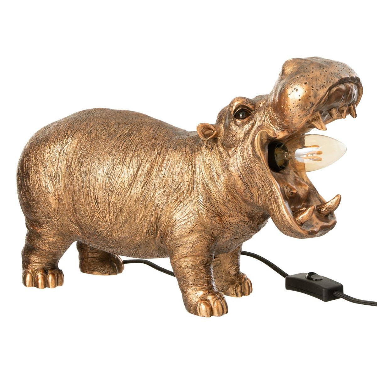 Paris Prix Lampe à Poser en Résine  Hippopotame  37cm Cuivre