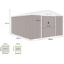 Voir la diapositive 4 : MARKET24 NEPTUNE Abri de jardin en métal 12,99 m² - 340 x 382 x 210 cm - Kit d'ancrage inclus, 2 portes coulissantes - Taupe
