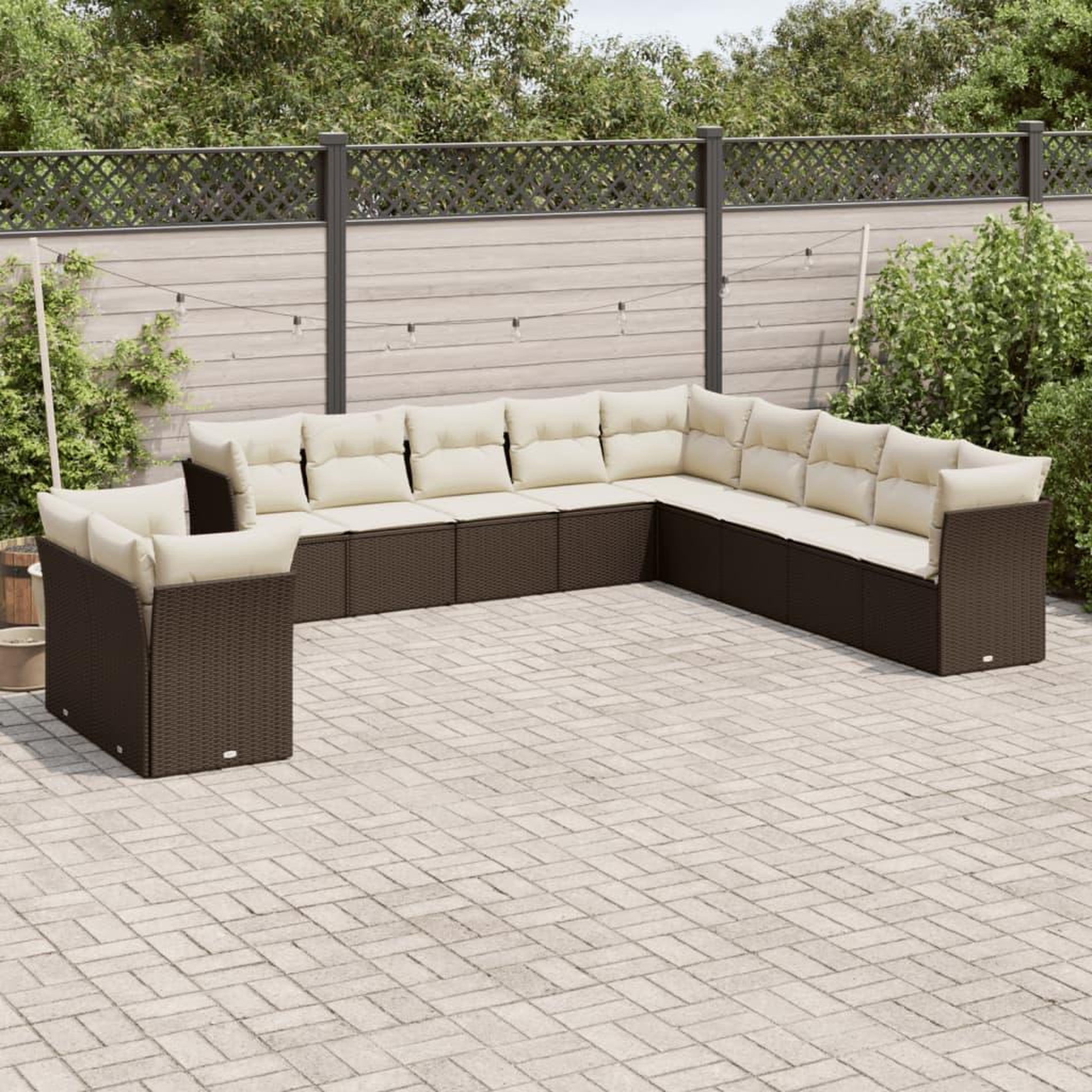 VIDAXL Salon de jardin et coussins 11 pcs marron resine tressee