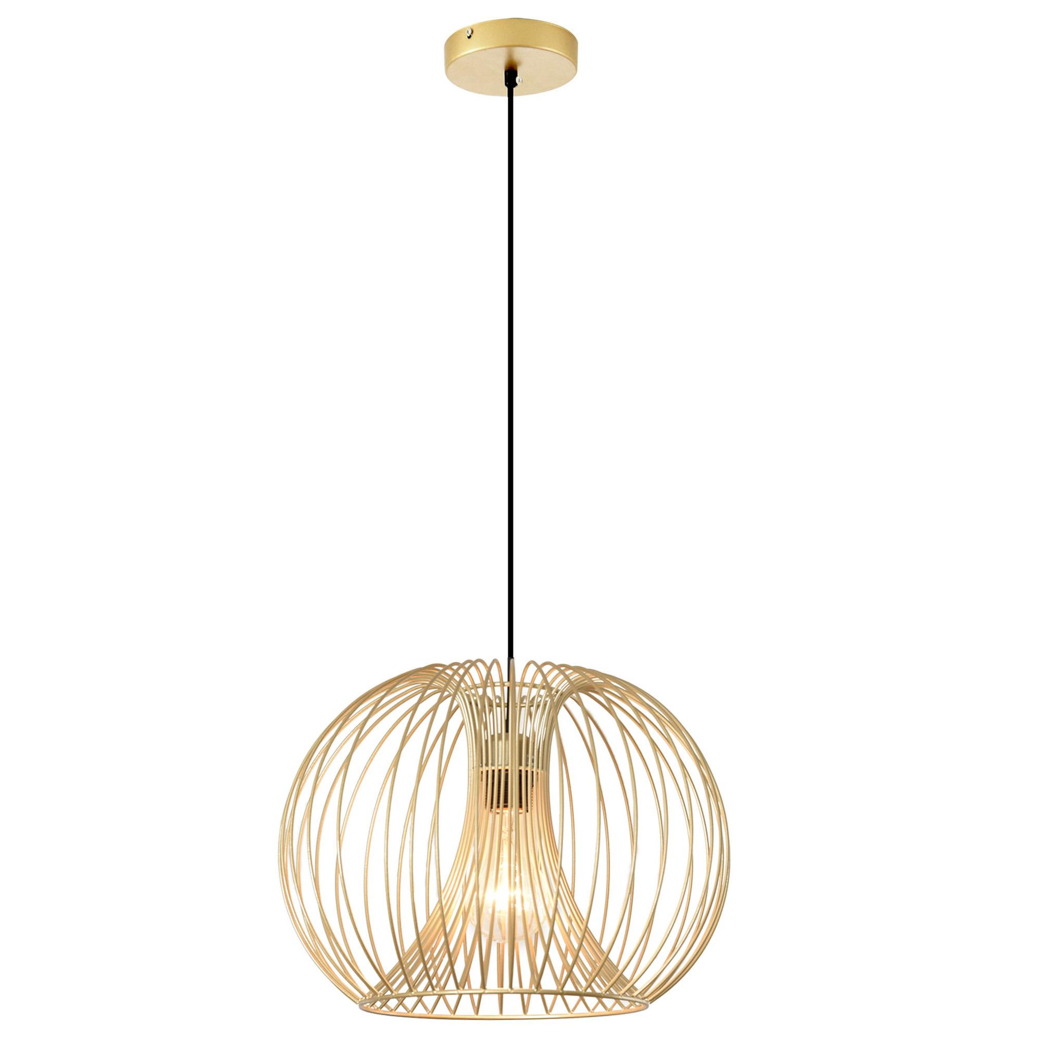 Voir la diapositive 1 : HOMCOM Lustre suspension design filaire dorée Ø 37 x 150 cm métal doré