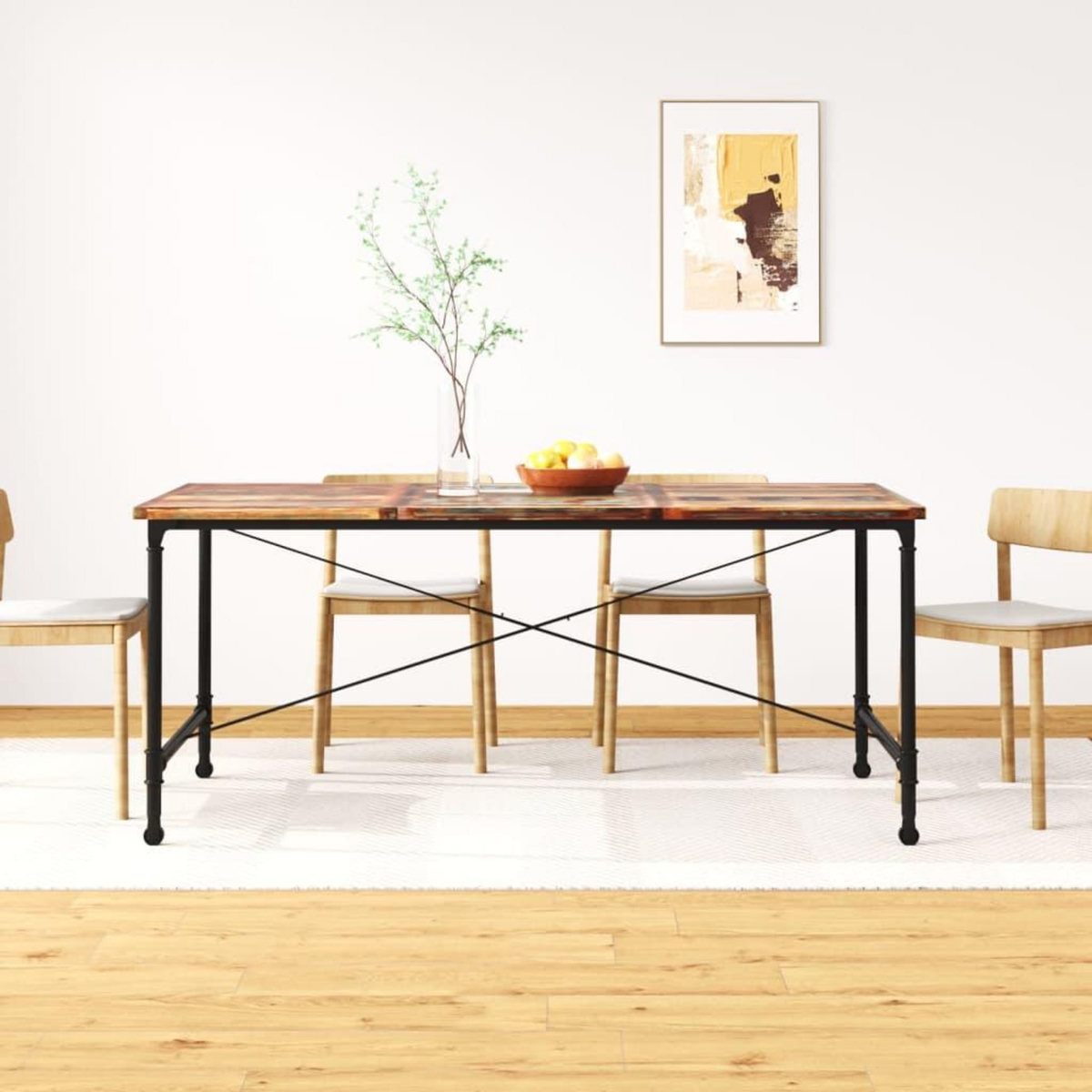 VIDAXL Table a manger Bois de recuperation massif 180 cm