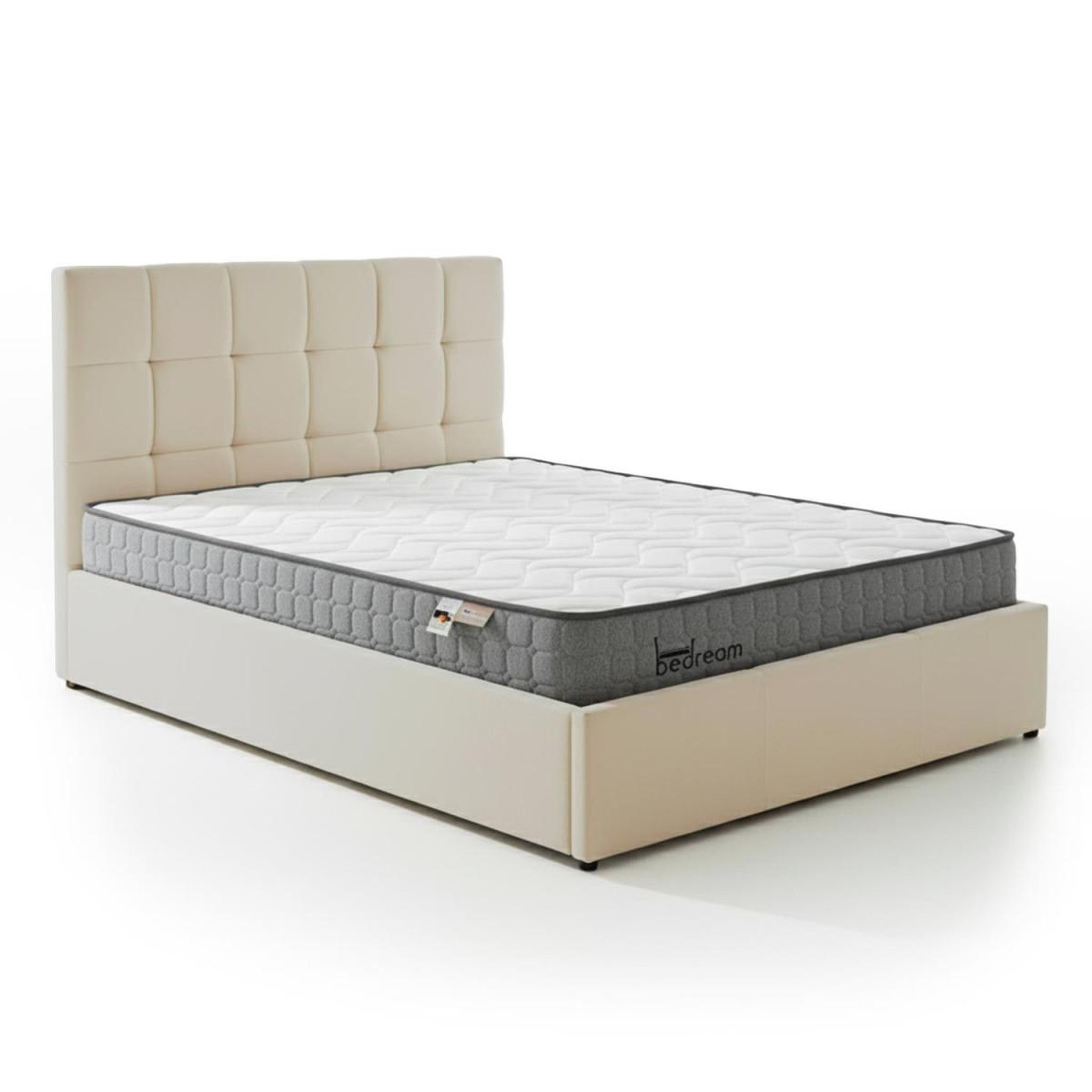 Paris Prix Pack lit coffre en velours & matelas  lucia & goodream  140x190cm beige