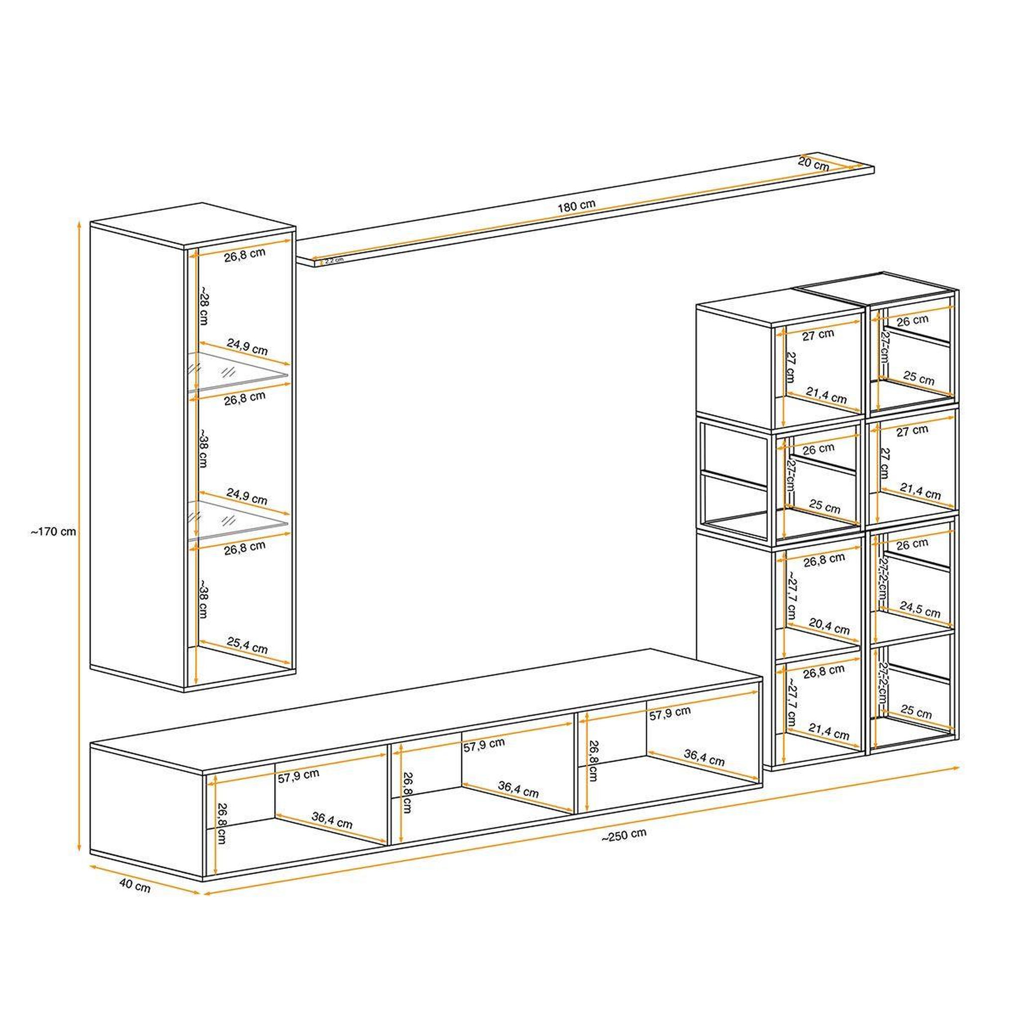 Voir la diapositive 4 : Paris Prix Ensemble meuble tv design  switch ii  250cm noir