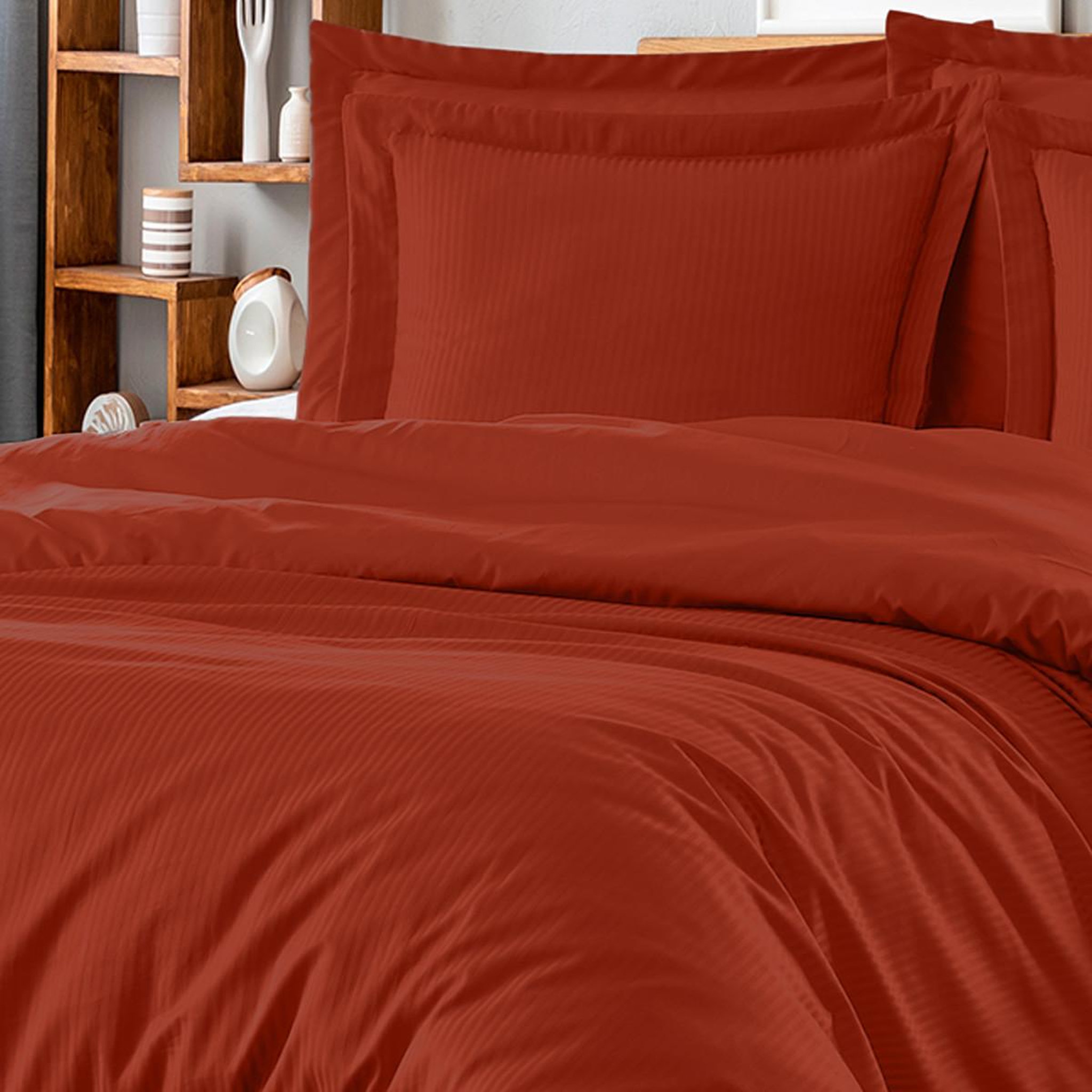 Voir la diapositive 3 : Sensei Maison Lot de 2 taies d'oreiller rayées en satin de coton 120 fils VERSALUXE