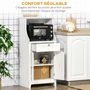 Voir la diapositive 5 : HOMCOM Meuble micro-ondes pour cuisine - tiroir, 2 portes, niche - dim. 60L x 40l x 122,5H cm - MDF blanc