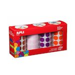 Apli Agipa Pack 4 rouleaux Gommettes XL Rond MAR/RO/MA/OR