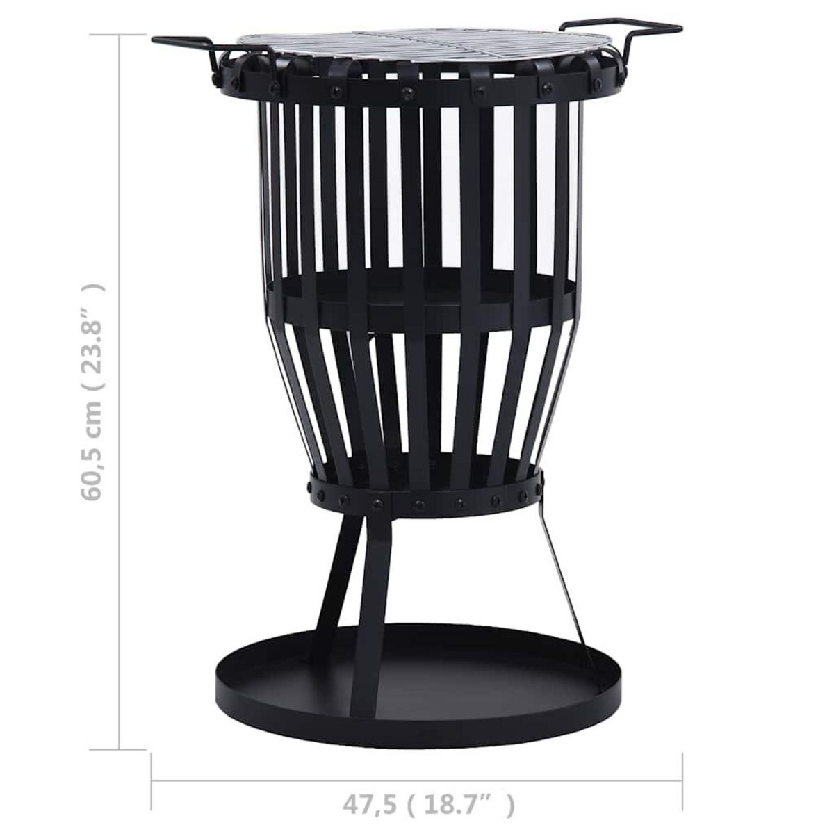 VIDAXL Panier de foyer de jardin avec gril de barbecue Acier 47,5 cm