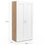 Voir la diapositive 5 : ID MARKET Armoire 2 portes VITO blanc et bois penderie 80 cm avec étagères rangement maxi capacité