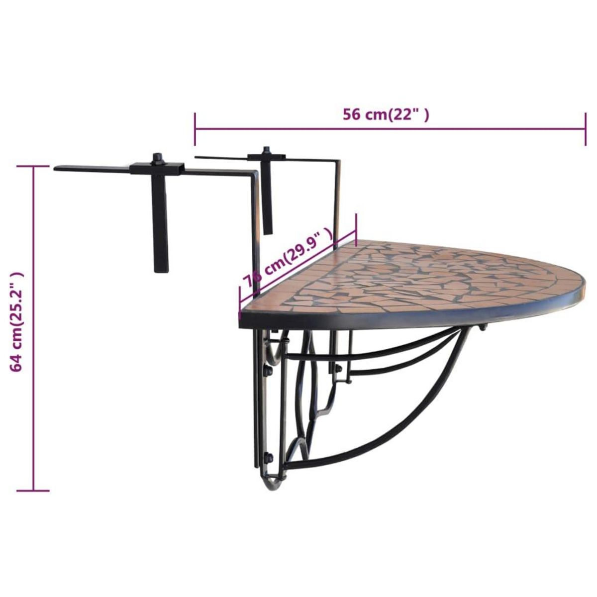 VIDAXL Table suspendue de balcon Terre cuite Mosaïque