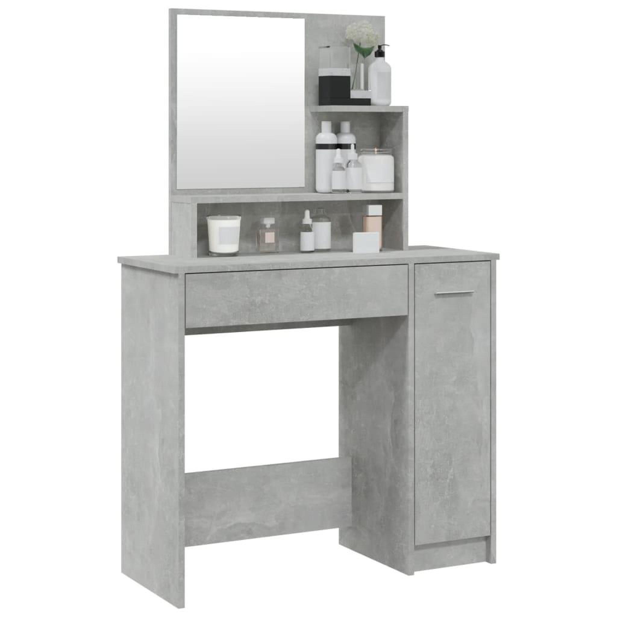 Voir la diapositive 4 : VIDAXL Coiffeuse avec miroir Gris beton 86,5x35x136 cm