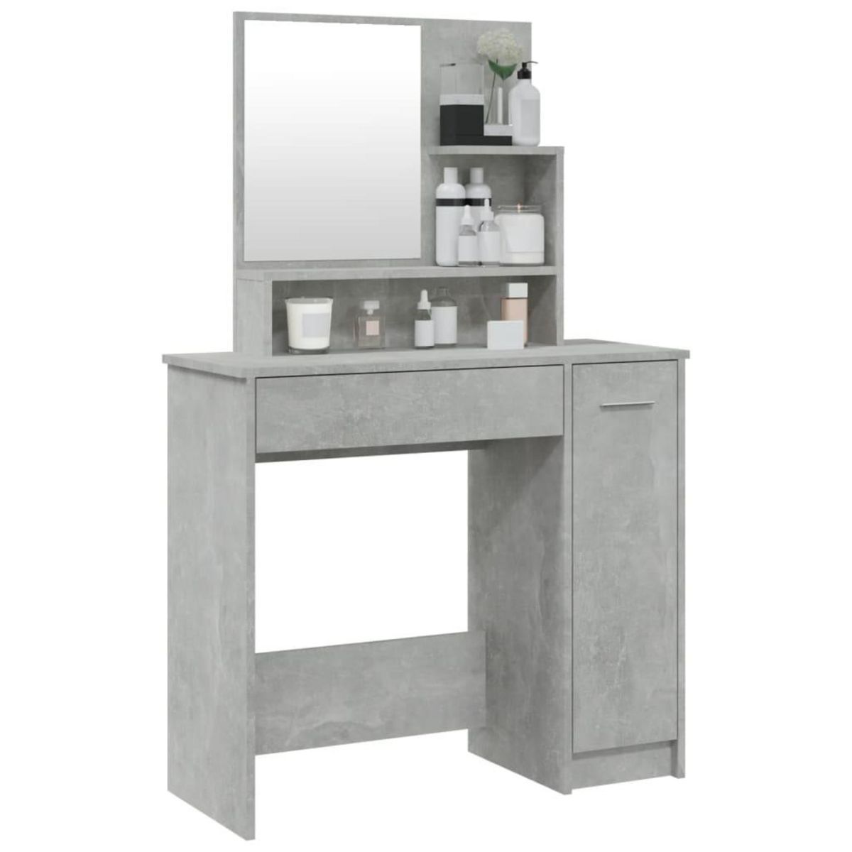VIDAXL Coiffeuse avec miroir Gris beton 86,5x35x136 cm
