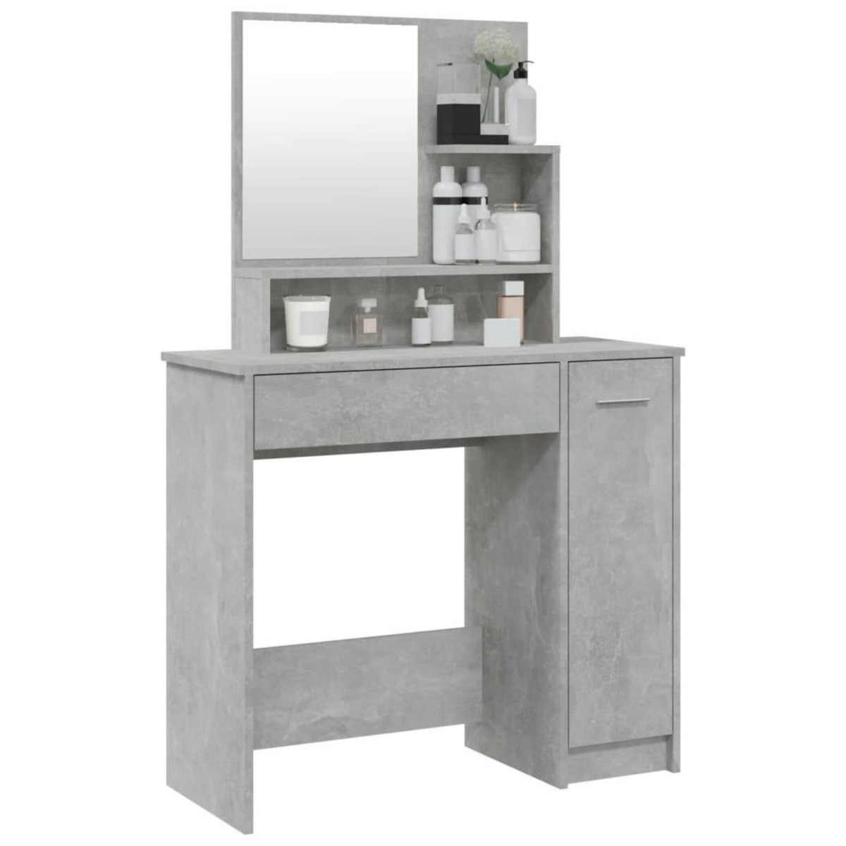 VIDAXL Coiffeuse avec miroir Gris beton 86,5x35x136 cm