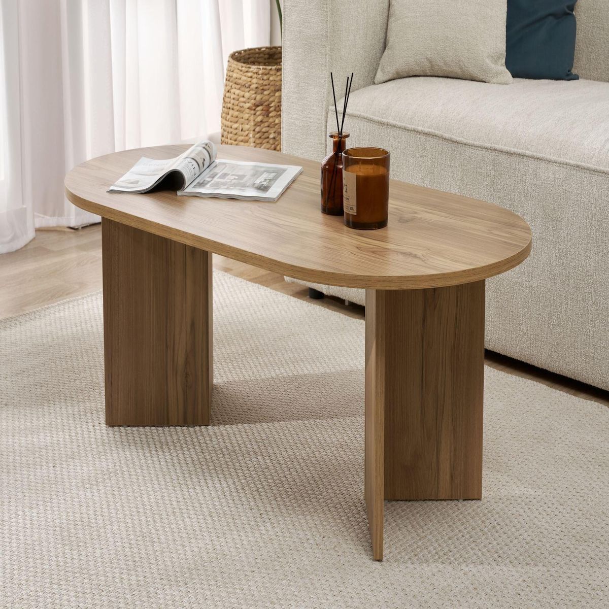 Habitat et Jardin Table basse en bois  Sable  - 60 x 119 x 40 cm - Chêne