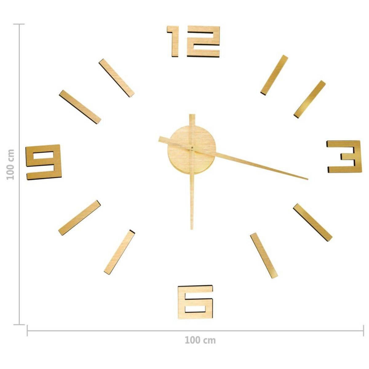 VIDAXL Horloge murale 3D Design moderne Dore 100 cm XXL