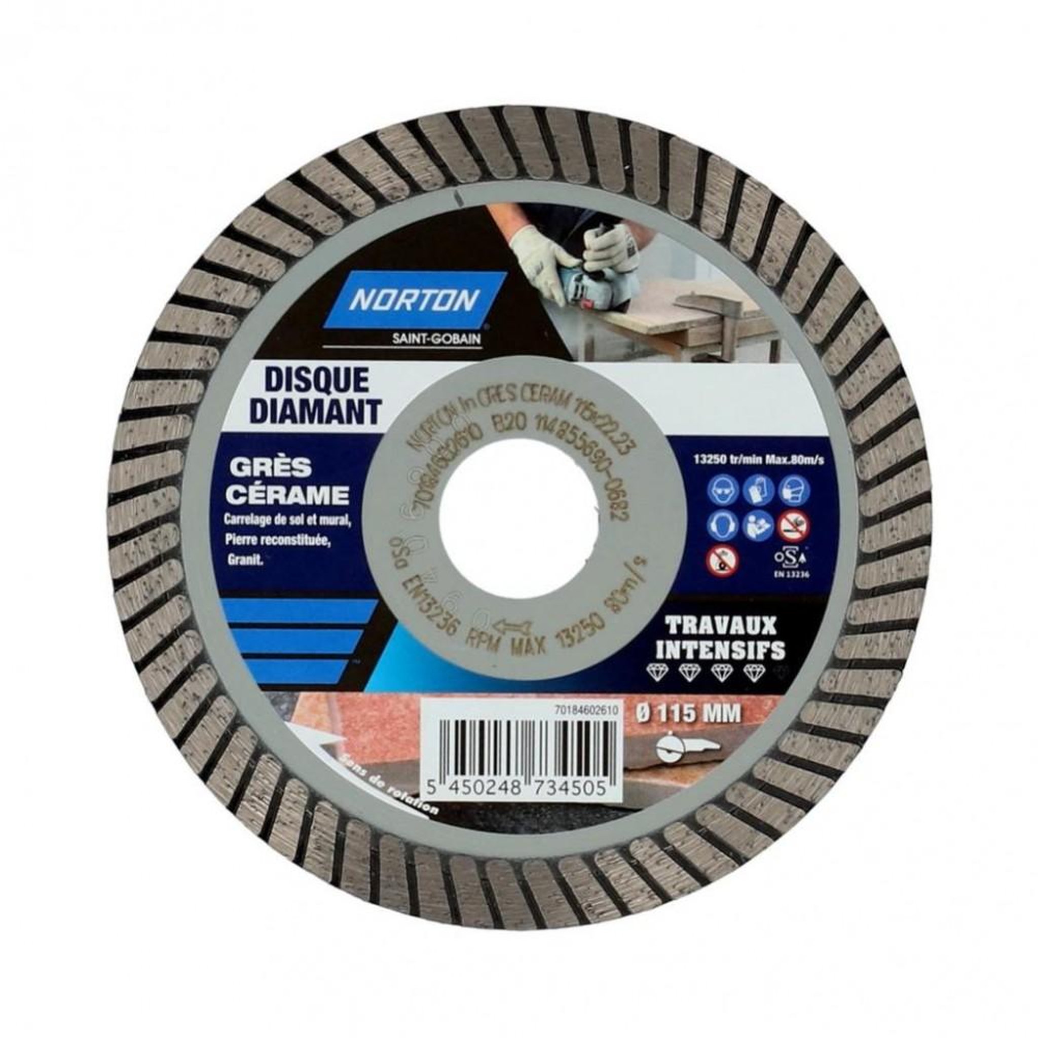 Norton Disque diamant intensif turbo pour grès NORTON, Diam.115 mm
