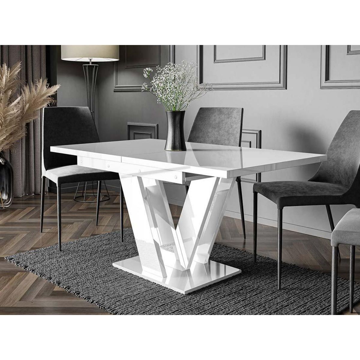 BEST MOBILIER Xandriel - table à manger extensible - blanc - 4 à 6 personnes