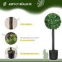 Voir la diapositive 4 : HOMCOM Lot de 2 buis artificiels topiaires artificielles en forme de boule dim. Ø 20 x 60H cm pots inclus
