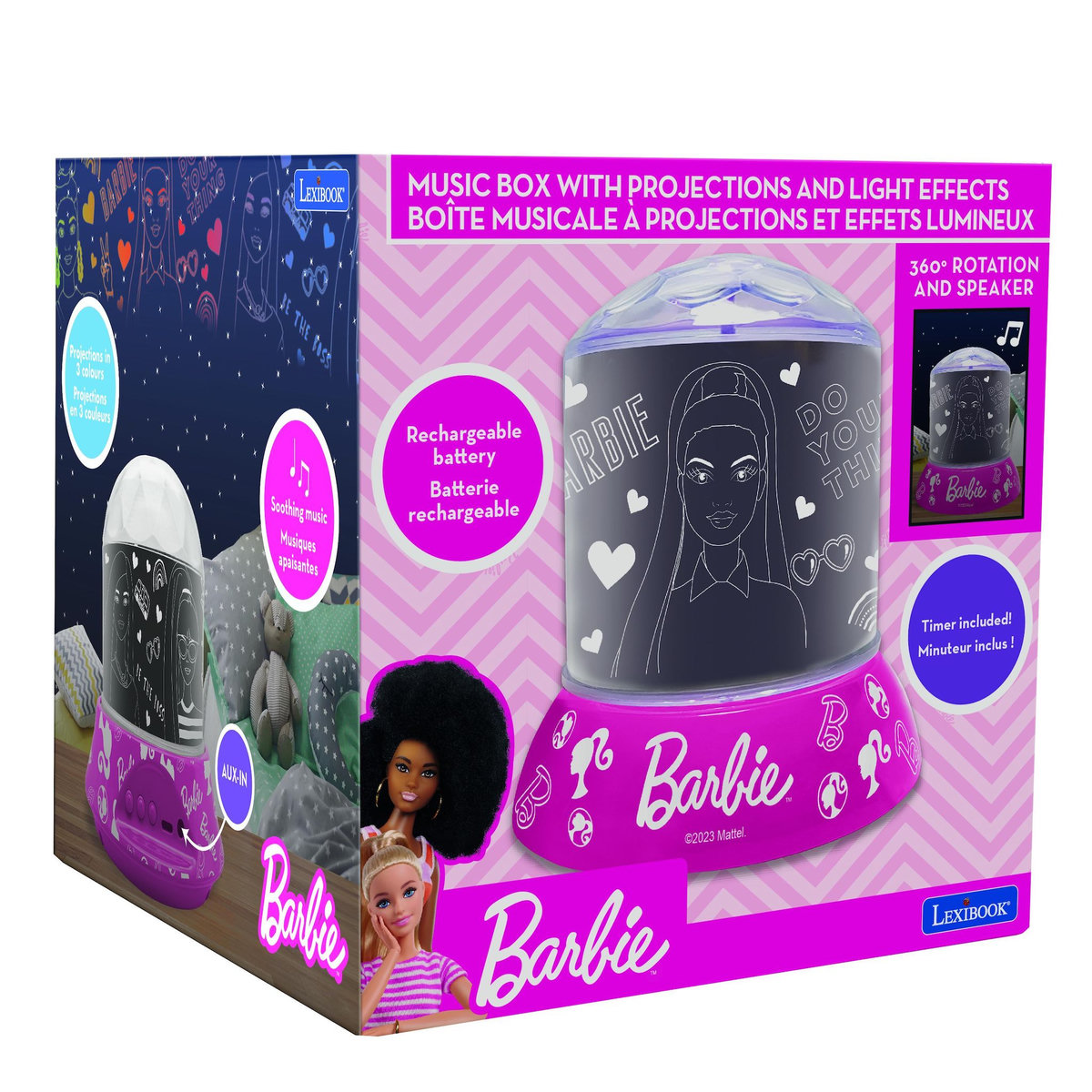 Lexibook Veilleuse avec projection et effets sonores Barbie