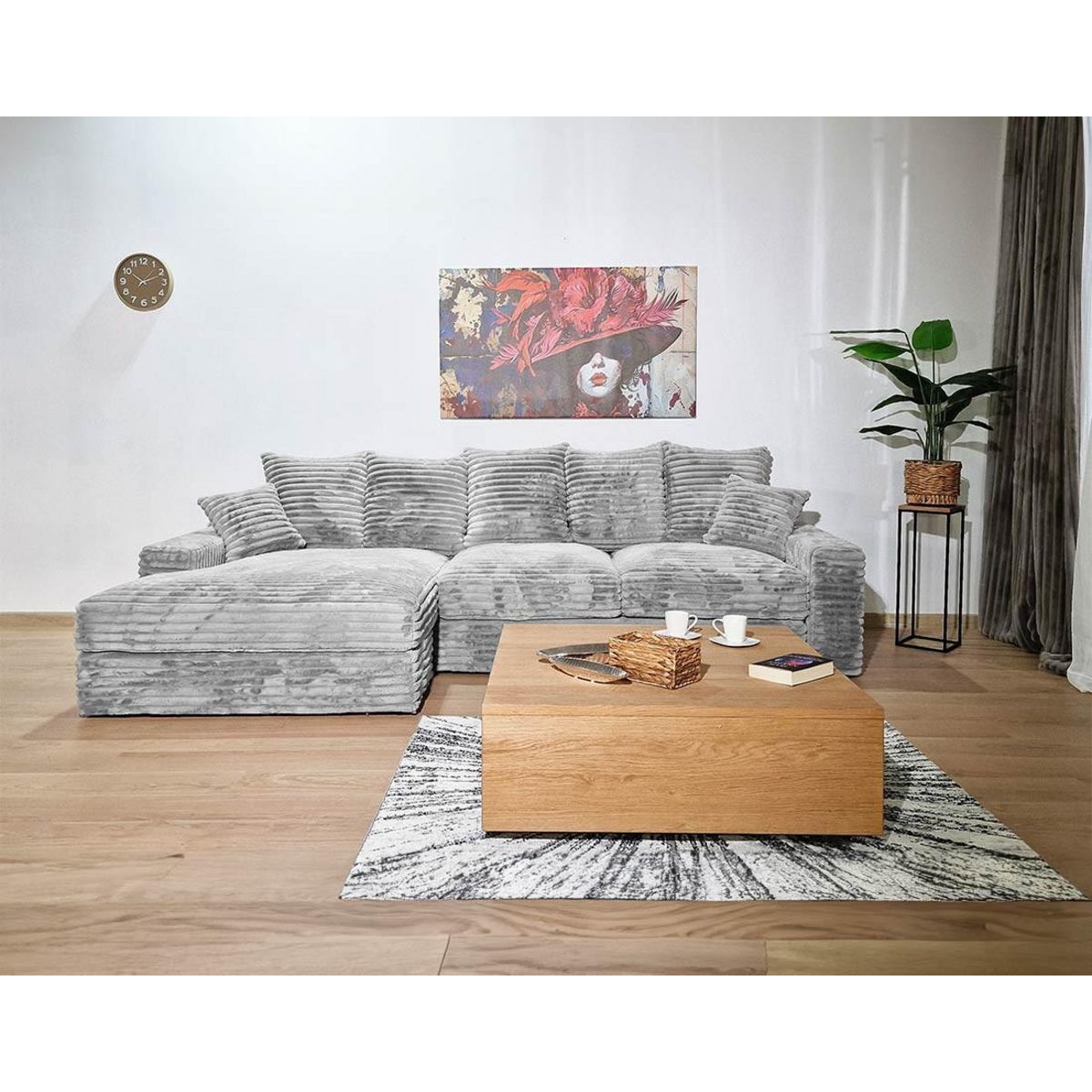 LISA DESIGN Andy - canapé d'angle gauche 5 places en fausse fourrure côtelée