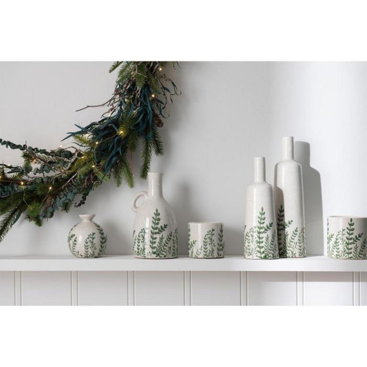 Paris Prix Vase Bouteille Déco  Ferny  34cm Vert & Blanc