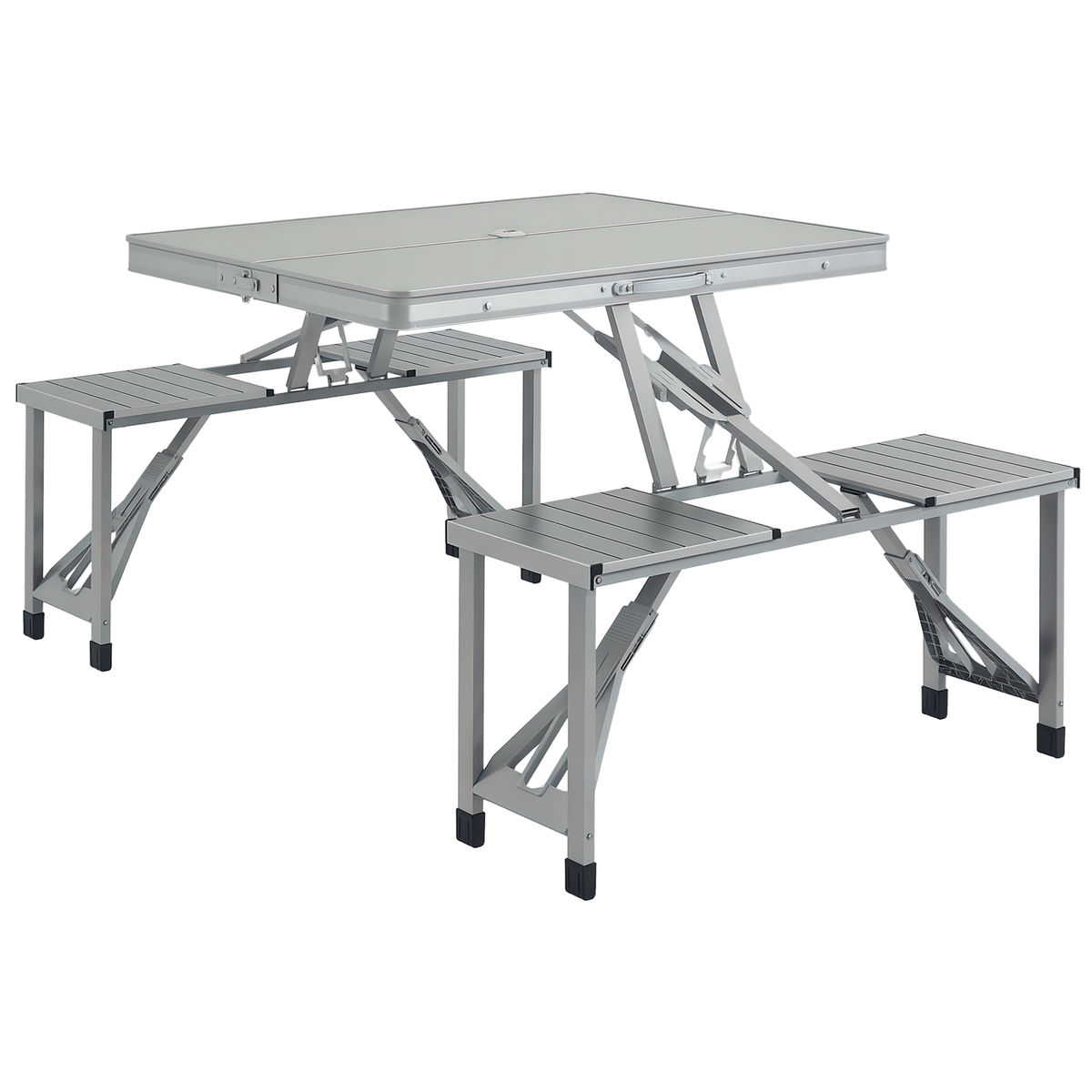 OUTSUNNY Ensemble table et chaise de camping pliant forme valise pique-nique alu