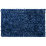 GUY LEVASSEUR Tapis de bain uni irisé en polyester. Coloris disponibles : Bleu