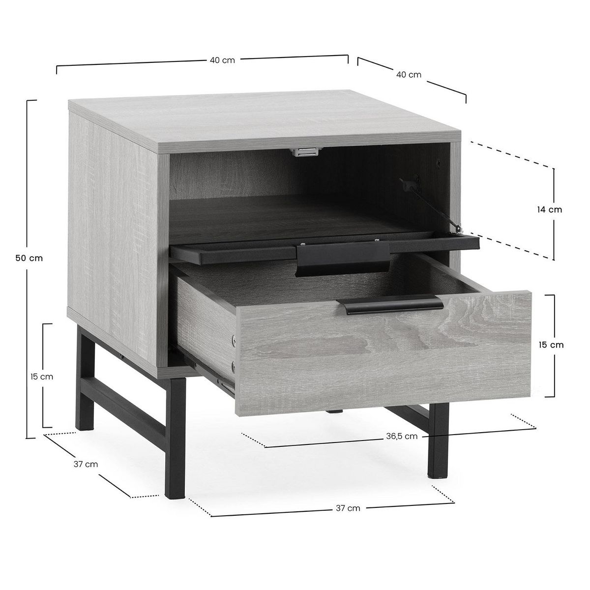 VS VENTA-STOCK Table de chevet Hera 1 porte 1 tiroir coloris bois
