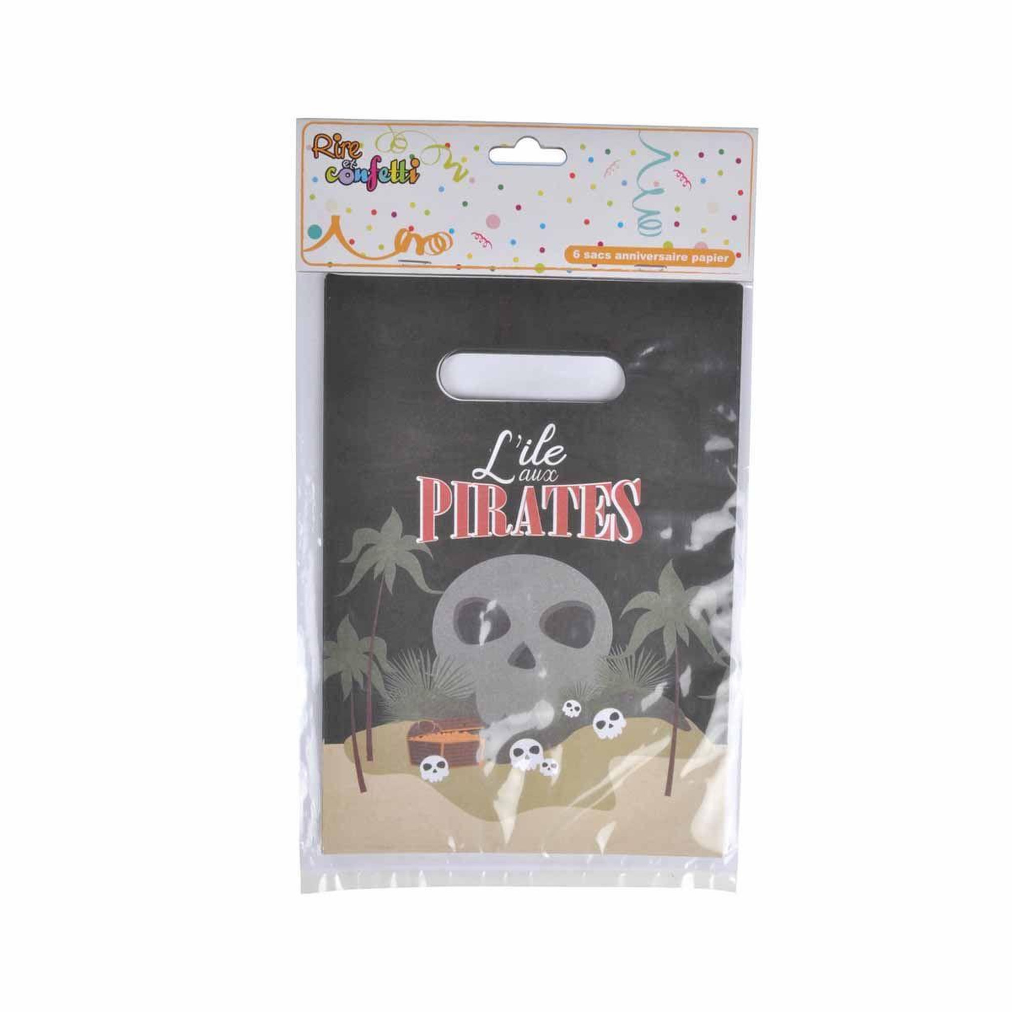 Voir la diapositive 2 : HOMEA Lot de 6 Sacs à Bonbons  Pirates  23cm Noir