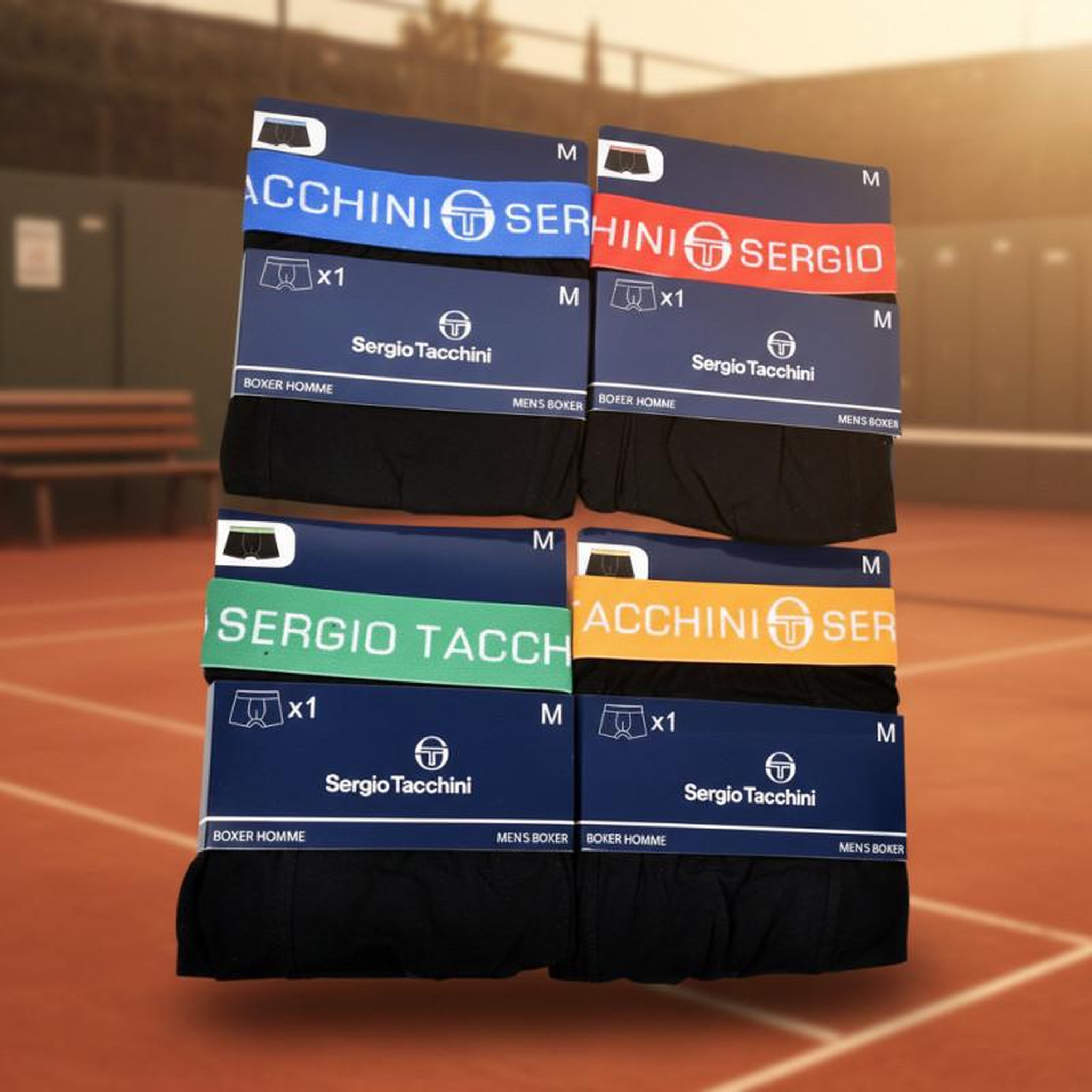 Voir la diapositive 5 : SERGIO TACCHINI Sergio Tacchini Pack de Boxers Homme Lot de 4