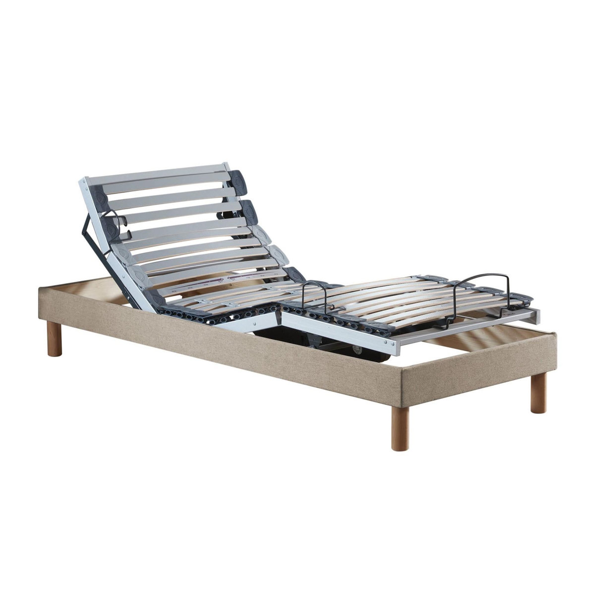 IDLITERIE Lit électrique de relaxation multi lattes lisse Beige - 90 x 200 cm