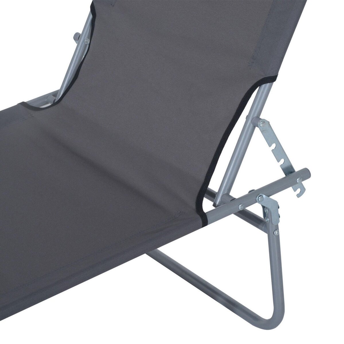 OUTSUNNY Transat bain de soleil pliable grand confort dossier et pare-soleil réglable multi-positions gris