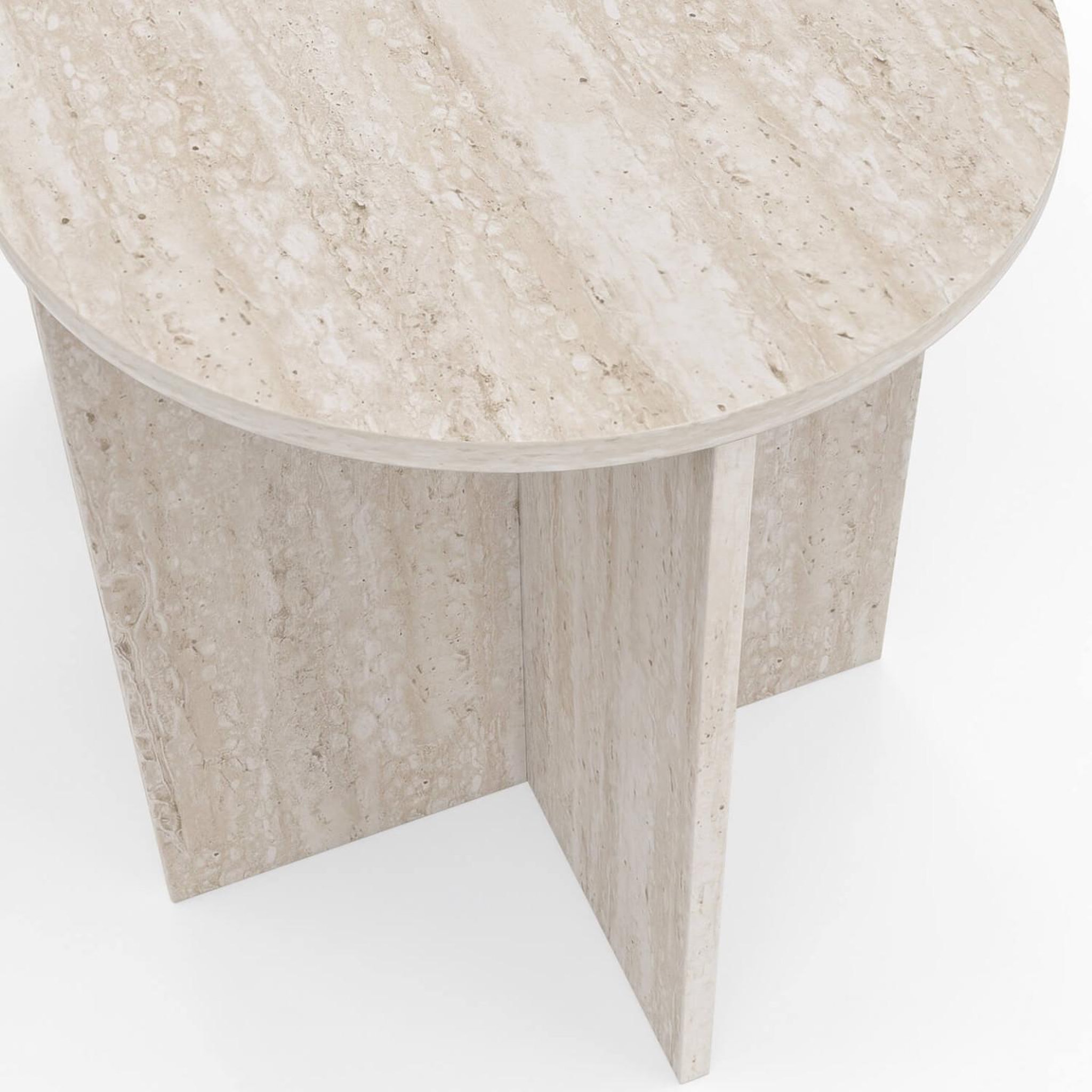 Voir la diapositive 6 : ID MARKET Lot de 2 tables d'appoint rondes, table basse, bouts de canapé, tables de chevet marthe 35/40 cm bois effet travertin