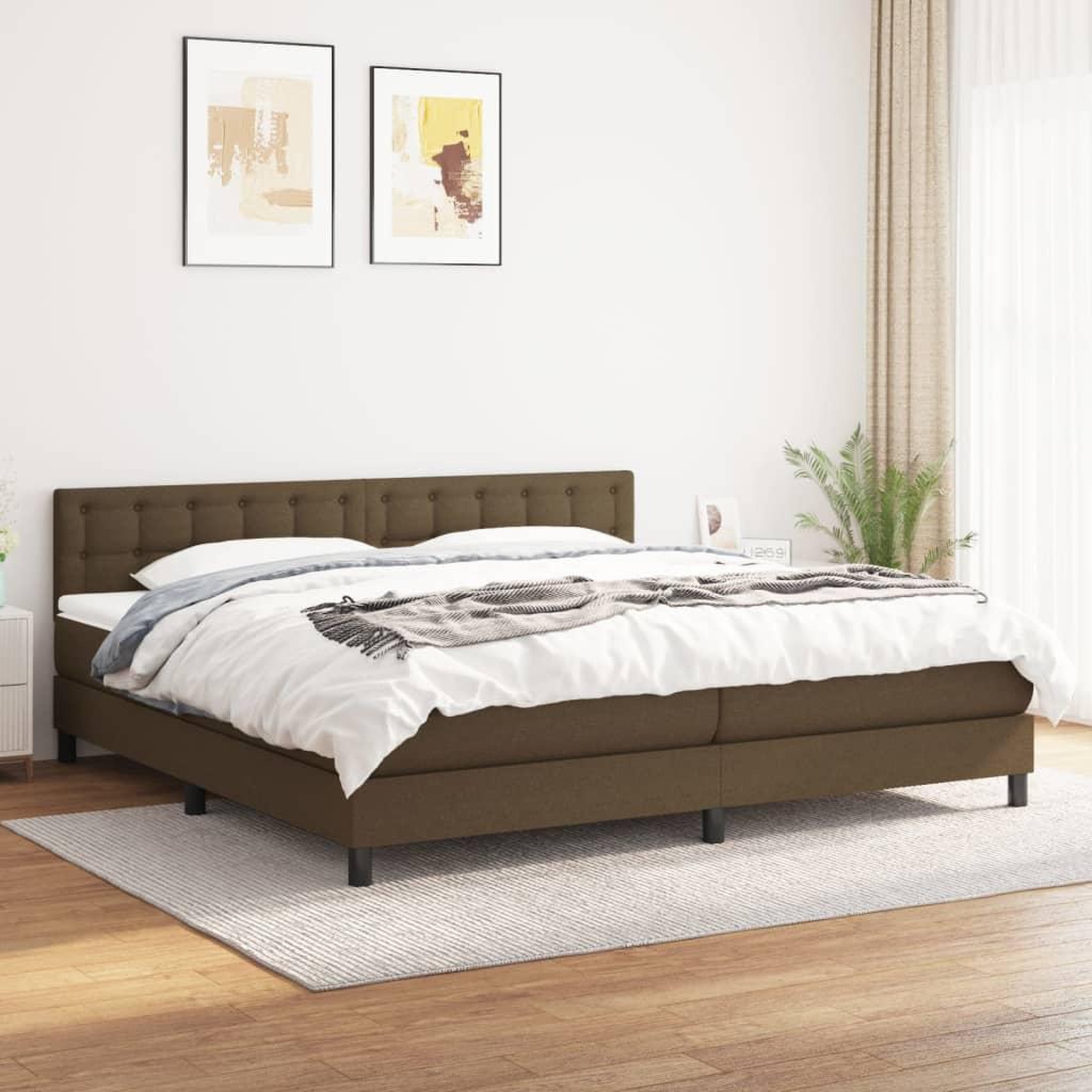 Voir la diapositive 1 : VIDAXL Sommier a lattes de lit avec matelas Marron fonce 200x200 cm