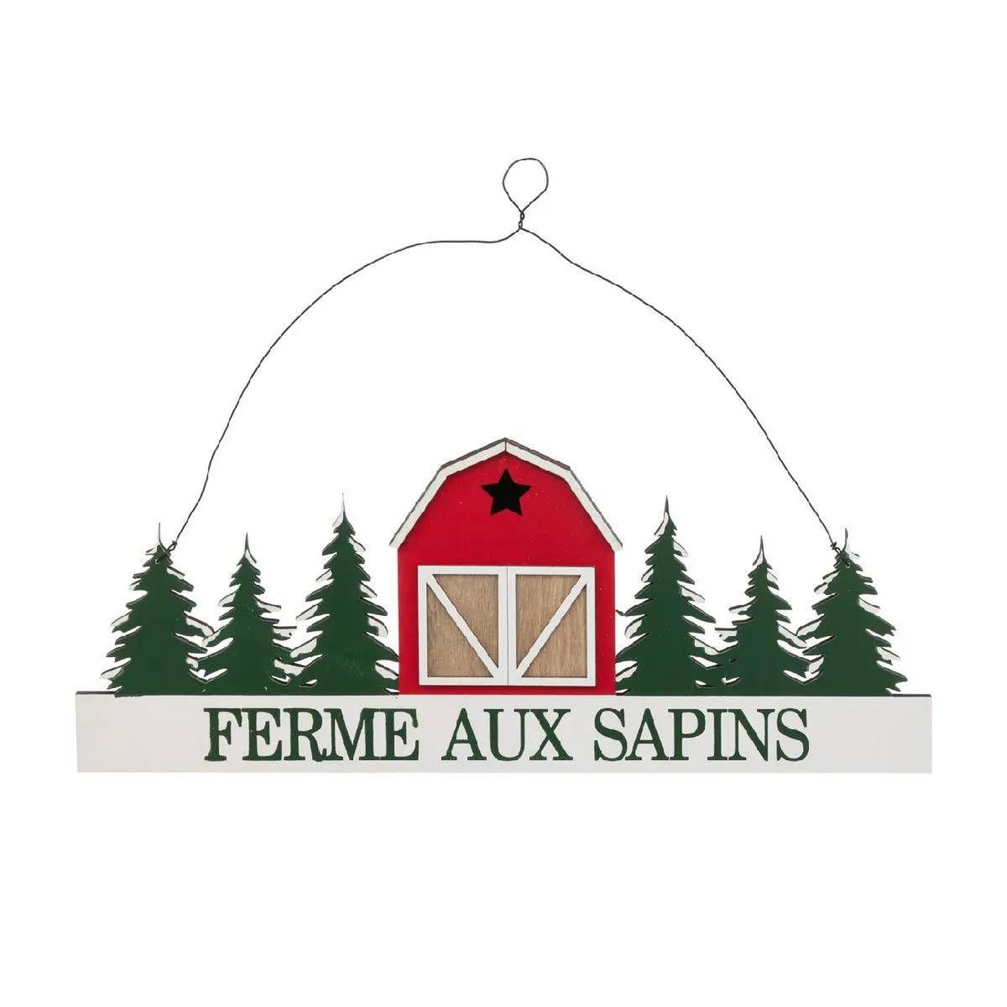 ATMOSPHERA Suspension pancarte noël  ferme aux sapins  45cm vert