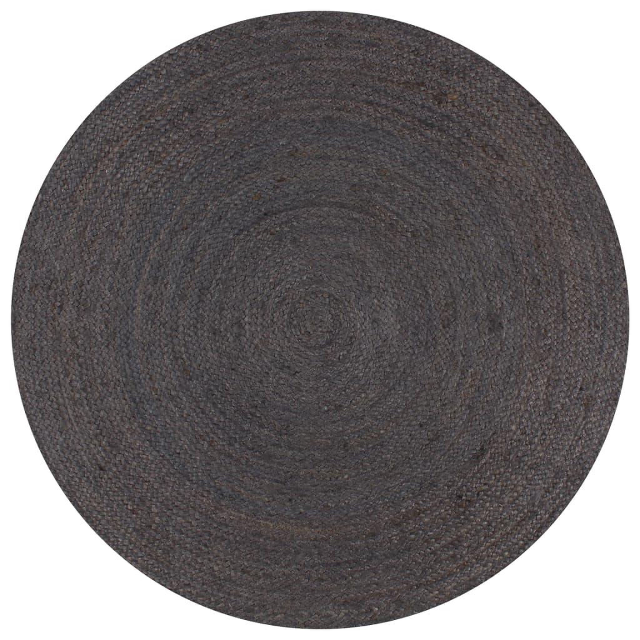 VIDAXL Tapis fait a la main Jute Rond 150 cm Gris fonce
