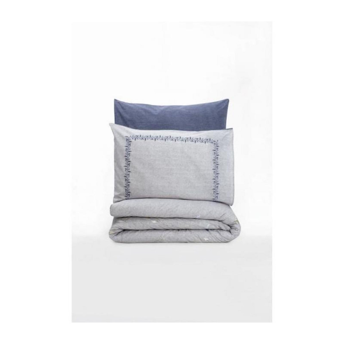 GENERIQUE Parure de lit - 129CTN64417 - 1 housse de couette 220 x 240 cm + 2 taies d'oreiller 60 x 60 cm - 100% coton ranforcé - Bleu