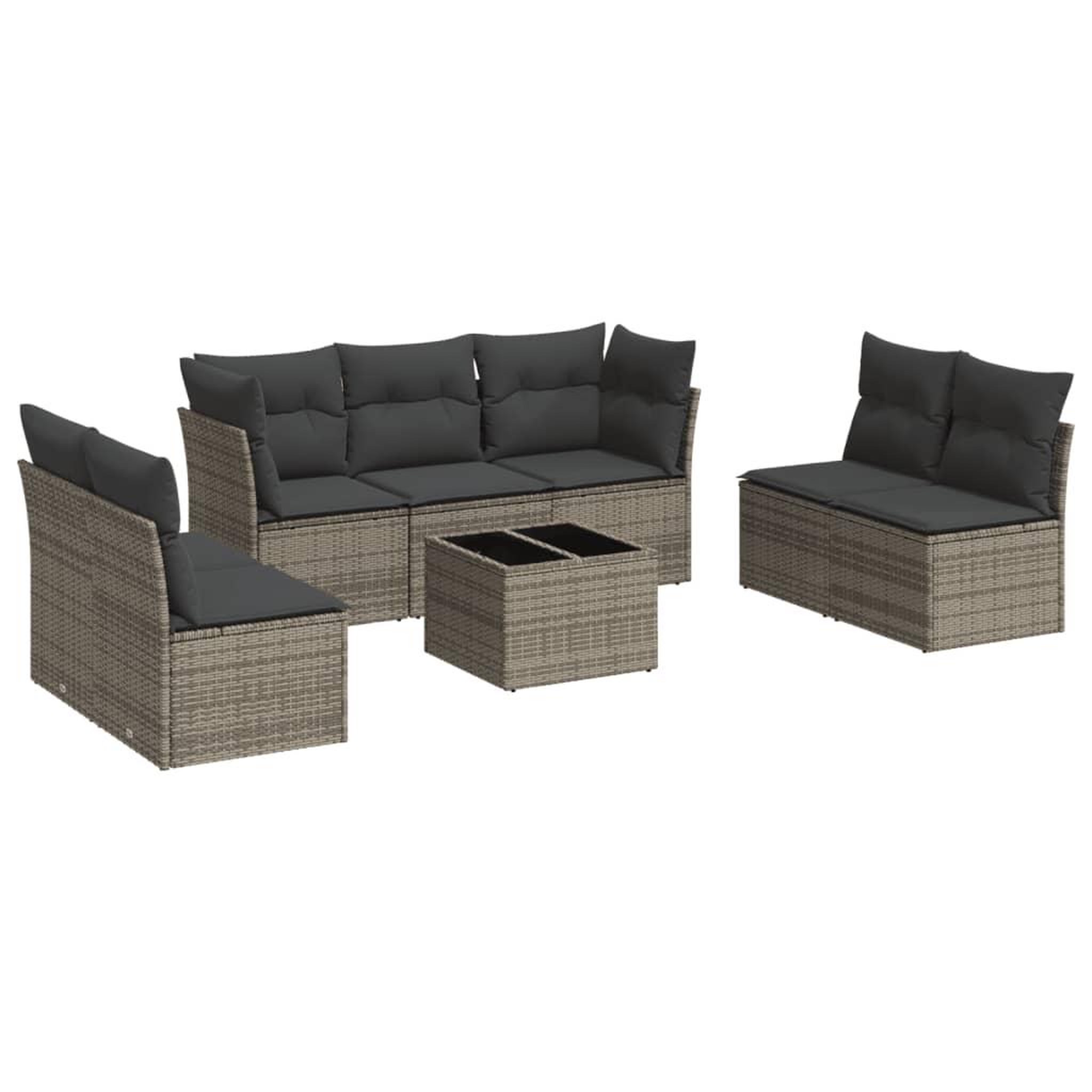 Voir la diapositive 2 : VIDAXL Salon de jardin 8 pcs avec coussins gris resine tressee