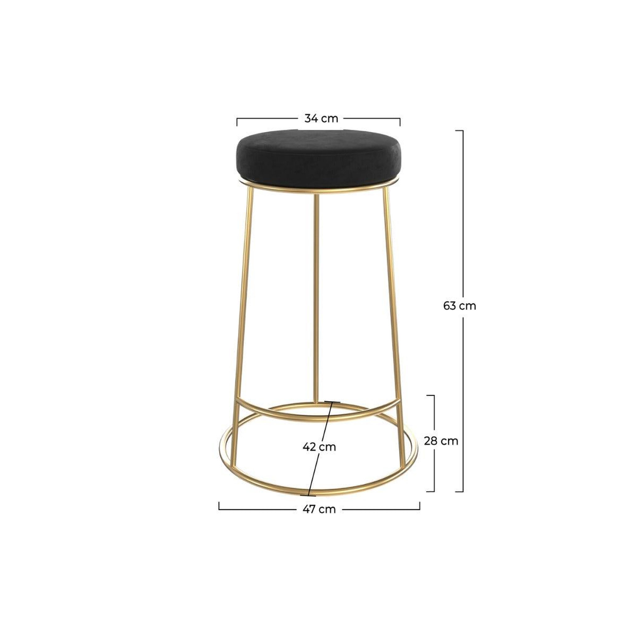Voir la diapositive 4 : MAISON PAVANE Lot de 2 tabourets pour îlot central 63 cm en velours noir-kendal