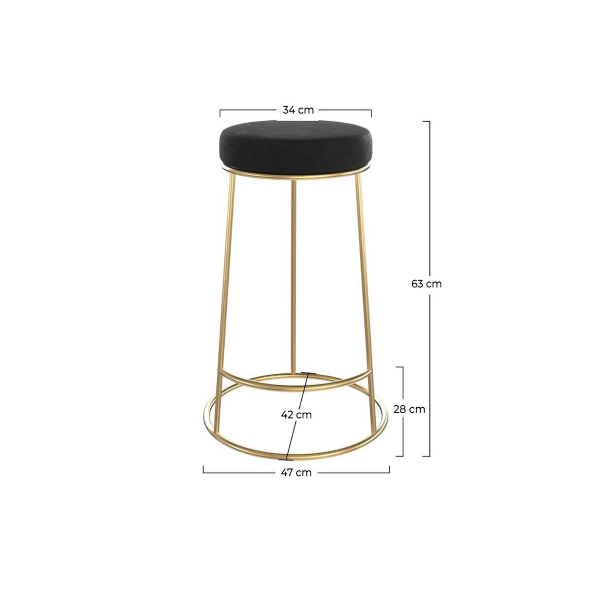 Rendez vous déco Lot de 2 tabourets pour îlot central 63 cm en velours noir-Kendal