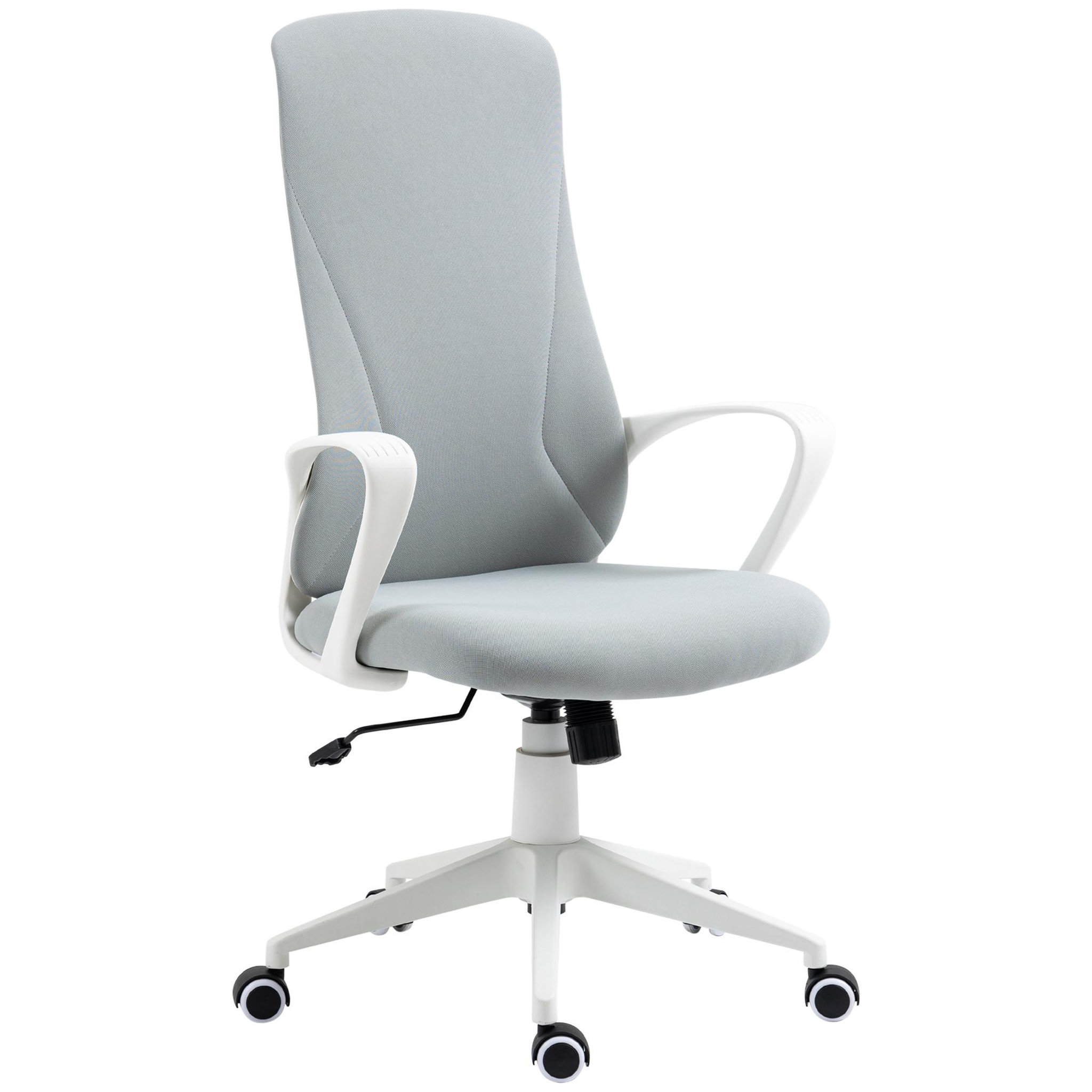 Voir la diapositive 1 : VINSETTO Fauteuil de Bureau ergonomique avec accoudoirs et roulettes pivotant - Fonction Inclinaison et Hauteur réglable dim. 62L x 56l x 119,5H cm - Gris clair