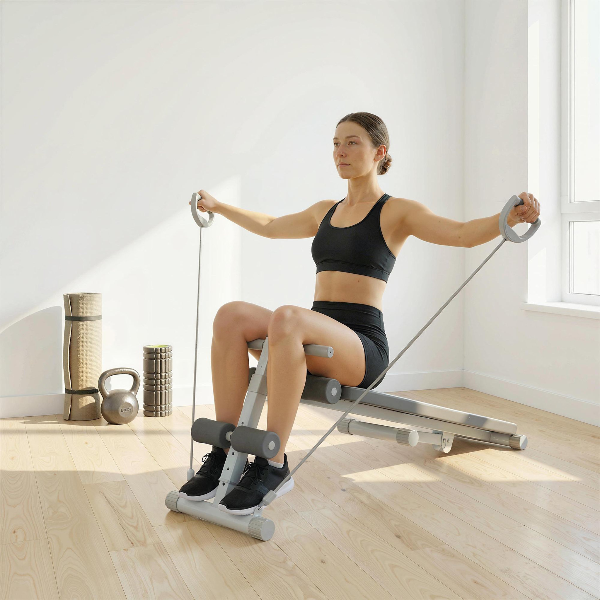 Voir la diapositive 6 : HOMCOM Banc de musculation réglable avec siège à 3 niveaux acier blanc gris