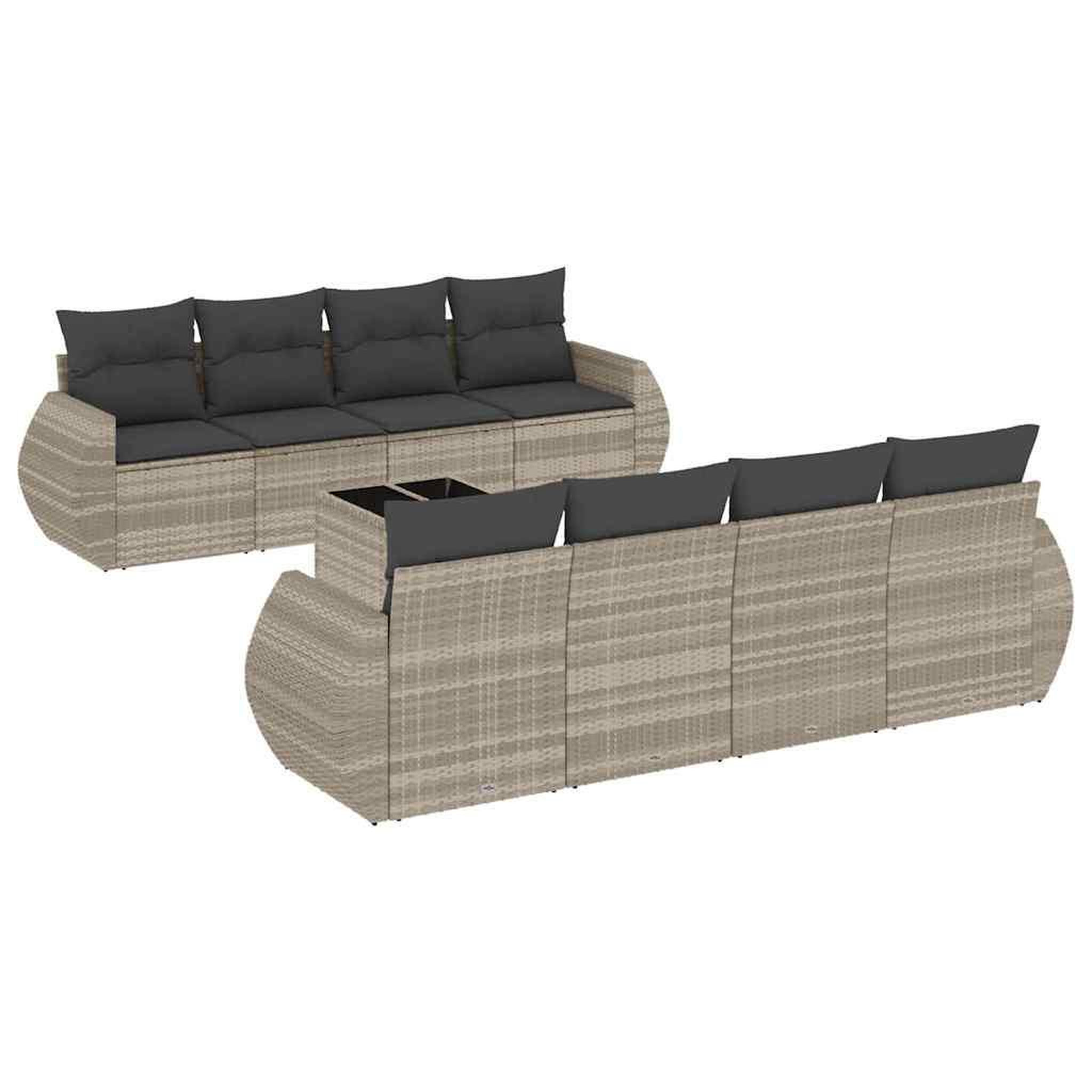 Voir la diapositive 2 : VIDAXL Salon de jardin 9 pcs avec coussins gris clair resine tressee