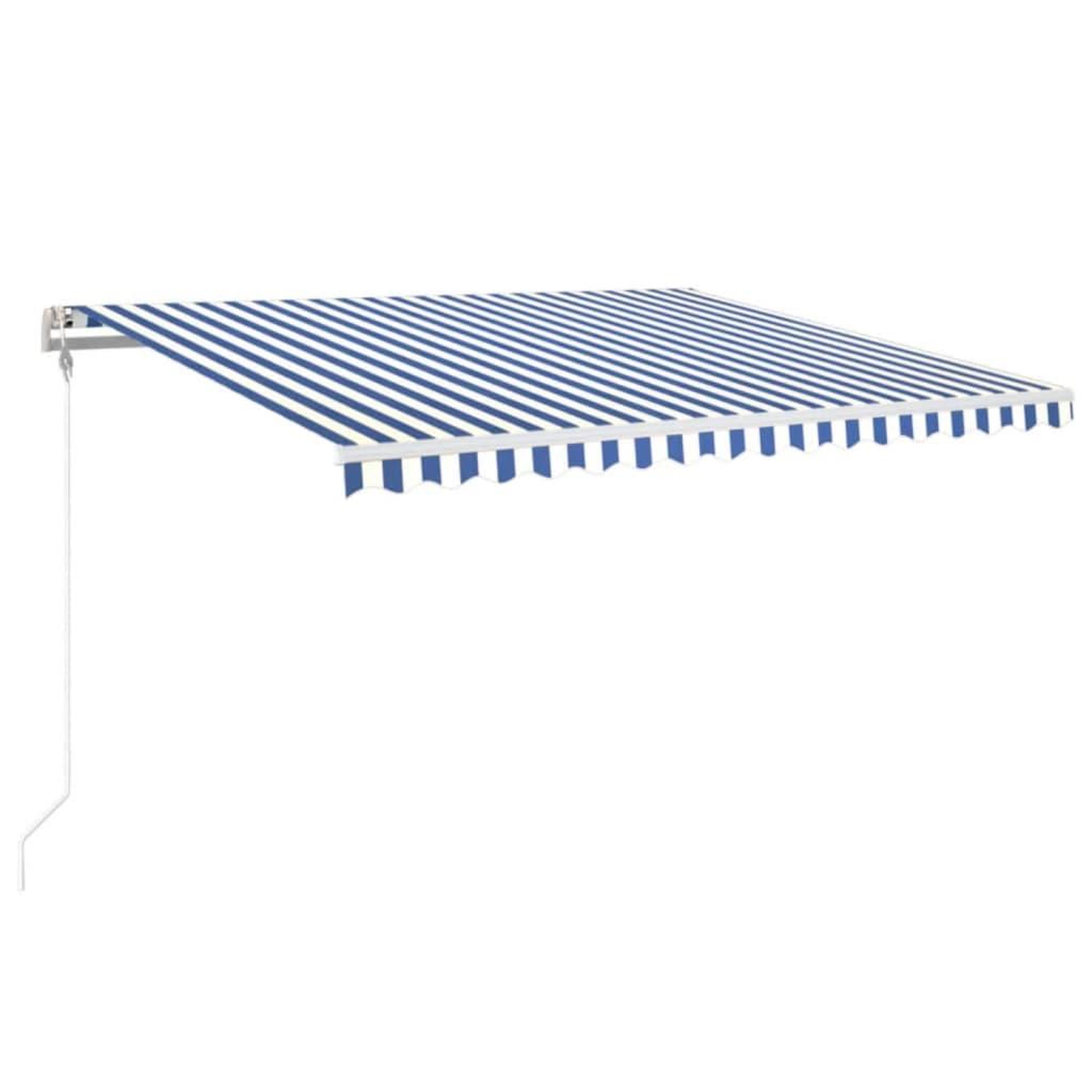 Voir la diapositive 2 : VIDAXL Auvent automatique capteur de vent LED 450x350 cm Bleu et blanc