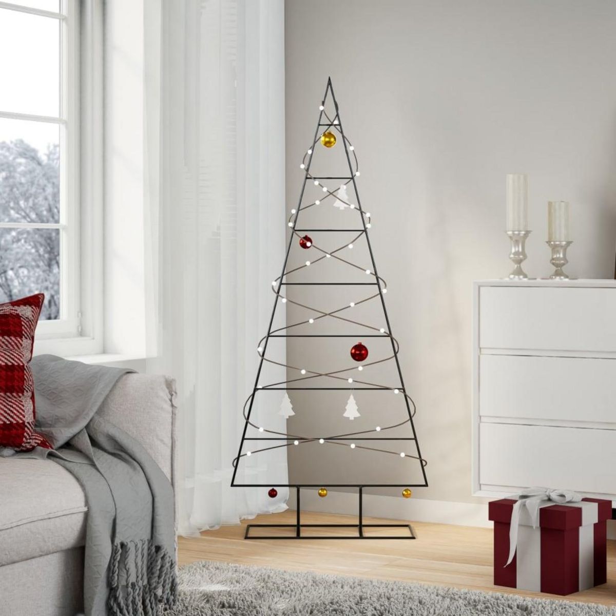 VIDAXL Arbre de Noël en metal pour decoration noir 150 cm