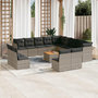 Voir la diapositive 1 : VIDAXL Salon de jardin avec coussins 14 pcs gris resine tressee