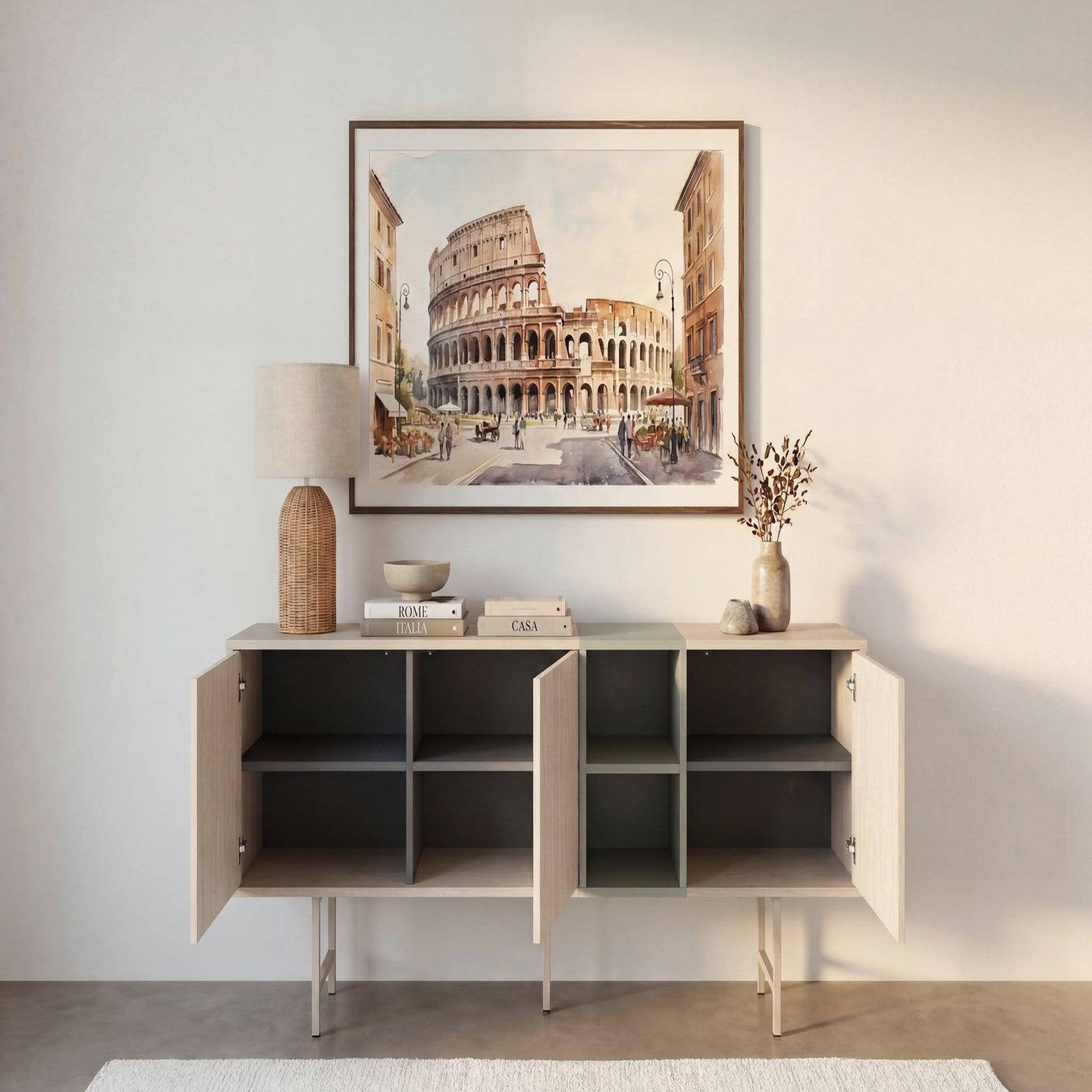 Voir la diapositive 3 : CASANOVA PARIS Carlo - buffet 180cm en mélamine beige