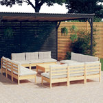 VIDAXL Salon de jardin 13 pcs avec coussins creme bois de pin