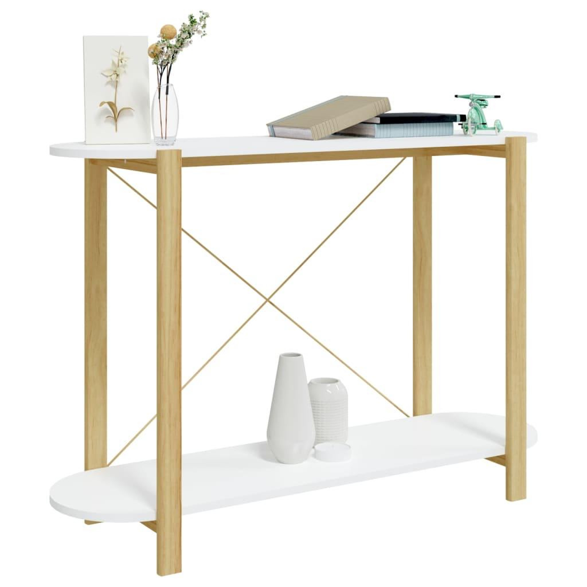 Voir la diapositive 4 : VIDAXL Table console Blanc 110x38x75 cm Bois d'ingenierie